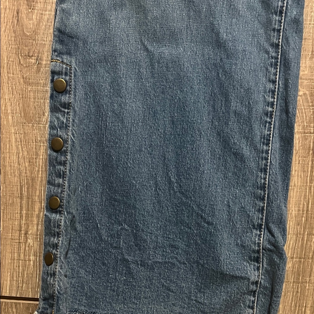 Pilcro Wide-Leg Flare Jeans in Medium Blue - Picture 8 of 13